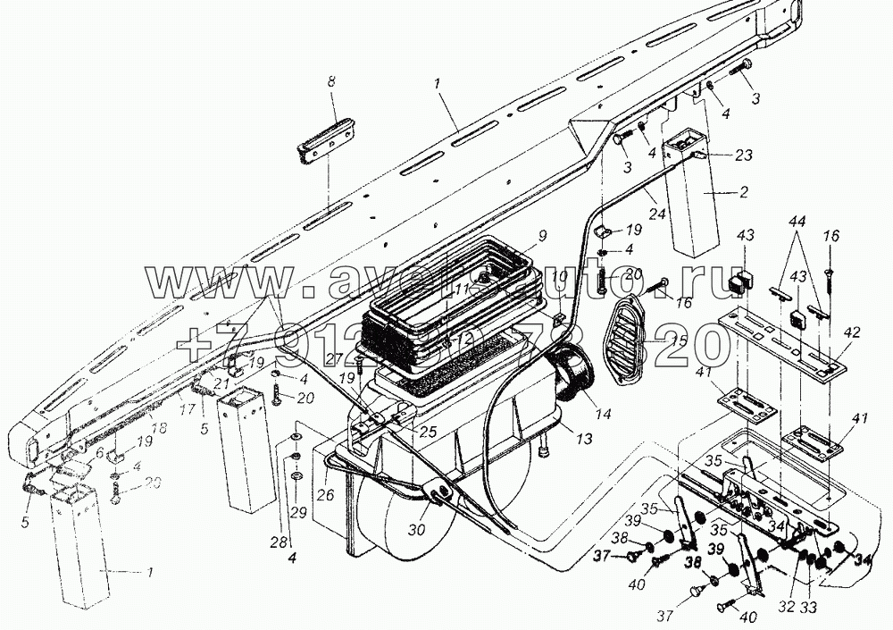 Установка воздушных заслонок и отопителя кабины